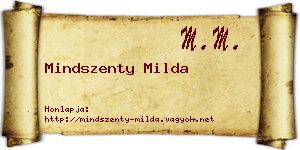 Mindszenty Milda névjegykártya